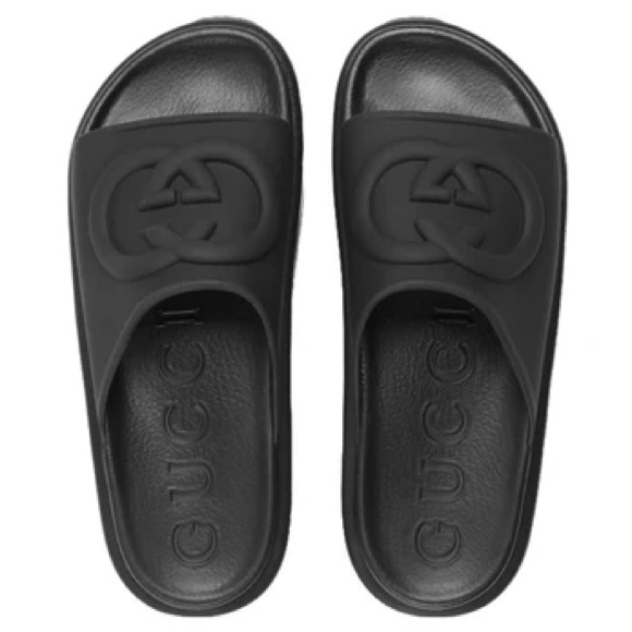 BNIB Sz 41 Gucci Interlocking G Slides 'Black' - Picture 1 of 9